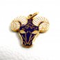 1960's Blue & White Big Horn Sheep Ram Mascot Enameled Charm 61314