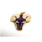 1960's Blue & White Big Horn Sheep Ram Mascot Enameled Charm 61314