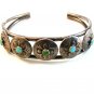 Vintage Silver & Turquoise Native American Cuff Bracelet