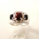 Vintage Sterling Silver & Jasper Black Onyx Ring Sz 9