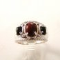 Vintage Sterling Silver & Jasper Black Onyx Ring Sz 9