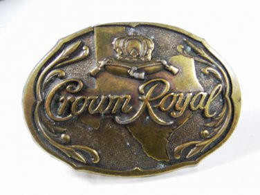 Vintage Crown Royal Brass Belt Buckle Unbranded 73015