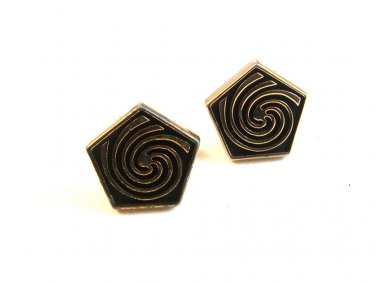 Vintage Gold Tone Cufflinks Swirl Signed Hickok U.S.A.