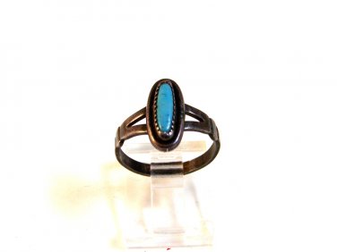 Vintage Native American Bell Trading Post Sterling Silver Turquoise Ring Size 7