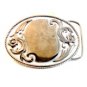 Vintage Silver Tone & White Enamel Western Belt Buckle Made in U.S.A.