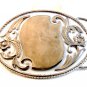 Vintage Silver Tone & White Enamel Western Belt Buckle Made in U.S.A.