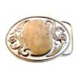 Vintage Silver Tone & White Enamel Western Belt Buckle Made in U.S.A.