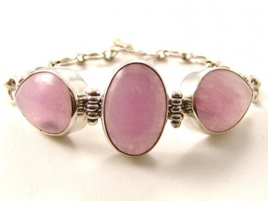Vintage Gothic Sterling Silver & Rose Quartz Bracelet