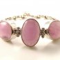 Vintage Gothic Sterling Silver & Rose Quartz Bracelet