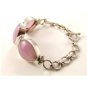 Vintage Gothic Sterling Silver & Rose Quartz Bracelet