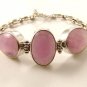 Vintage Gothic Sterling Silver & Rose Quartz Bracelet