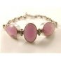 Vintage Gothic Sterling Silver & Rose Quartz Bracelet