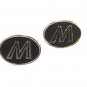 Vintage Initial M or W Black Silvertone Cufflinks by Hickok U.S.A. 71915