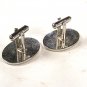 Vintage Initial M or W Black Silvertone Cufflinks by Hickok U.S.A. 71915
