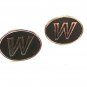 Vintage Initial M or W Black Silvertone Cufflinks by Hickok U.S.A. 71915