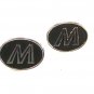 Vintage Initial M or W Black Silvertone Cufflinks by Hickok U.S.A. 71915