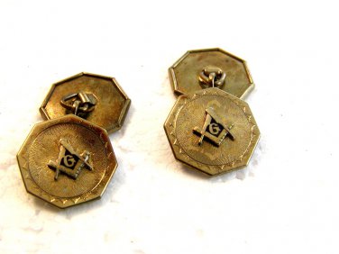 Vintage Art Deco Gold Tone Masonic Cufflinks