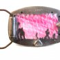 Vintage Pink Stained Glass & Silver Tone Belt Buckle