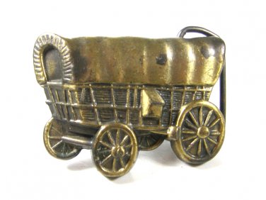Vintage Goldtone Conestoga Wagon Belt Buckle Unbranded 73015