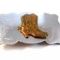 Vintage Silver & Gold Tone Cowboy Boots Belt Buckle by Chambers Made in U.S.A.