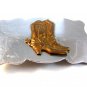 Vintage Silver & Gold Tone Cowboy Boots Belt Buckle by Chambers Made in U.S.A.