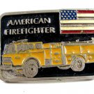 Vintage 1970's Enameled American Firefighter Belt Buckle 10282013