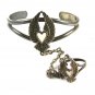 Southwest Silvertone Angel Wings Heart Bracelet & Ring Size 8 1/2