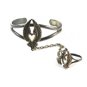 Southwest Silvertone Angel Wings Heart Bracelet & Ring Size 8 1/2