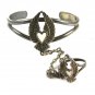 Southwest Silvertone Angel Wings Heart Bracelet & Ring Size 8 1/2