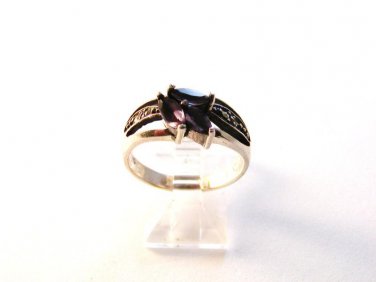 Vintage Sterling Silver Amythest Marcasites Ring Sz 8