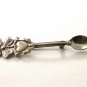 Vintage Sterling Silver Spoon Heart Clover Brooch