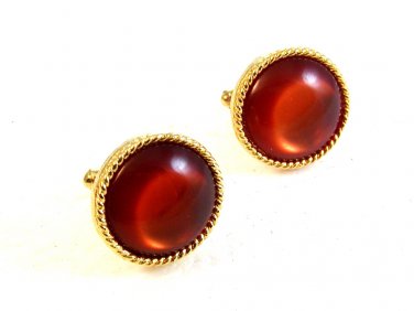 Vintage Gold Tone & Orange Cufflinks