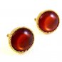 Vintage Gold Tone & Orange Cufflinks