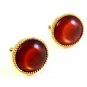 Vintage Gold Tone & Orange Cufflinks