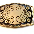 New Old Stock Gold Tone Western Cowboy Belt Buckle Made In USA