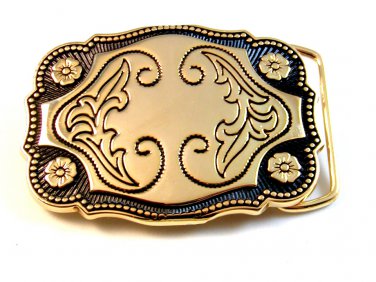 New Old Stock Gold Tone Western Cowboy Belt Buckle Made In USA