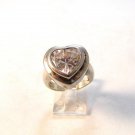 Vintage Sterling Silver Bling Cz Heart Ring Sz 6