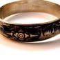 Vintage Siam Sterling Black Niello City In A Boat Bangle Bracelet