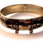 Vintage Siam Sterling Black Niello City In A Boat Bangle Bracelet