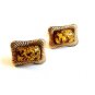 Vintage Gold Flecks & Red Cufflinks Signed Hickok U.S.A.