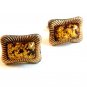 Vintage Gold Flecks & Red Cufflinks Signed Hickok U.S.A.