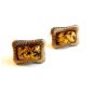 Vintage Gold Flecks & Red Cufflinks Signed Hickok U.S.A.