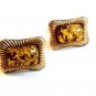 Vintage Gold Flecks & Red Cufflinks Signed Hickok U.S.A.