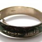 Vintage Siam Sterling Silver Dark Green Niello Enamel Bangle Bracelet