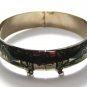 Vintage Siam Sterling Silver Dark Green Niello Enamel Bangle Bracelet