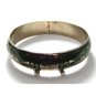 Vintage Siam Sterling Silver Dark Green Niello Enamel Bangle Bracelet