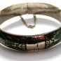 Vintage Siam Sterling Silver Dark Green Niello Enamel Bangle Bracelet
