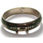 Vintage Siam Sterling Silver Dark Green Niello Enamel Bangle Bracelet