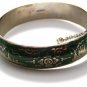 Vintage Siam Sterling Silver Dark Green Niello Enamel Bangle Bracelet