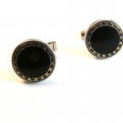 Vintage Silver Tone & Red Cufflinks